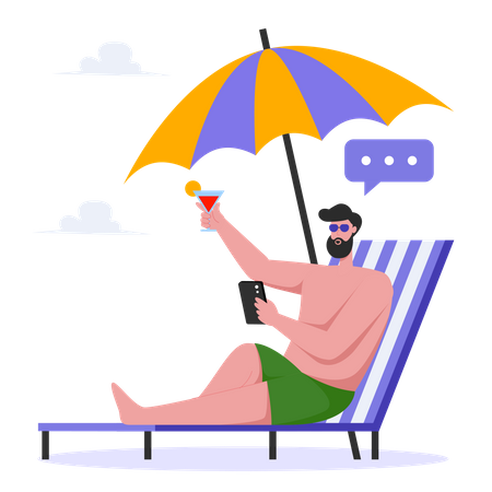 Man Relax in the Beach  Illustration