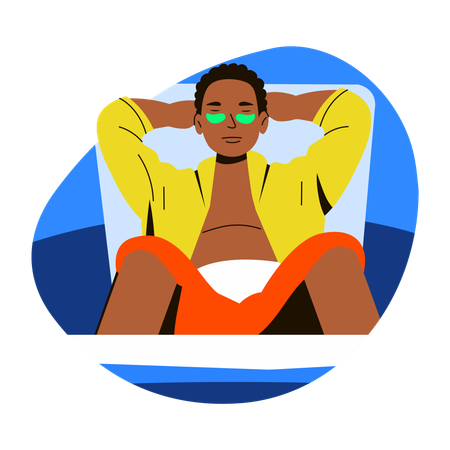 Man Relaxing at beach  Illustration
