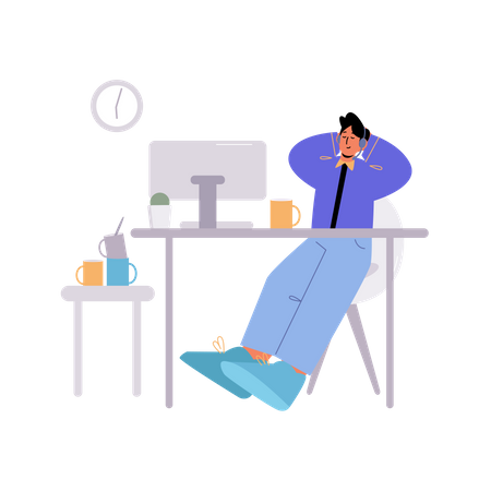 Man relaxing at work Illustration