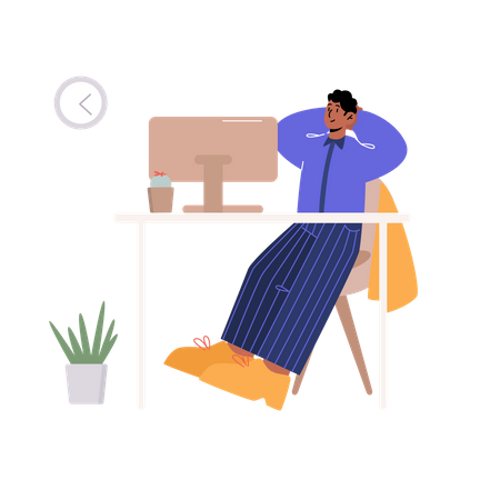 Man relaxing at work  Illustration