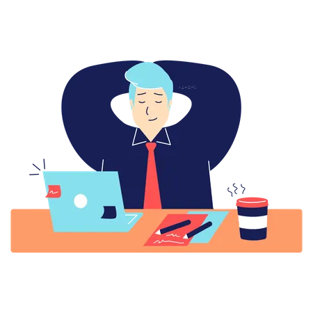 Man relaxing in office Illustration