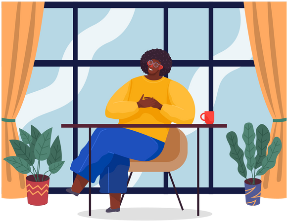 Man relaxing in office Illustration