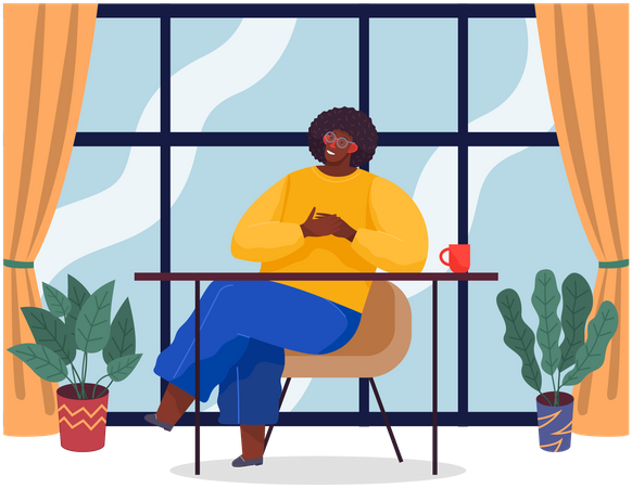 Man relaxing in office  Illustration