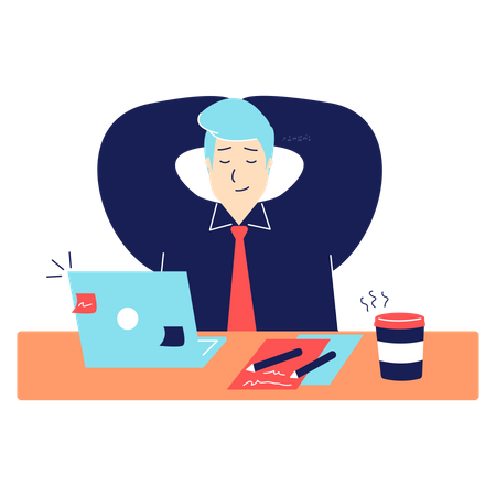 Man relaxing in office  Illustration