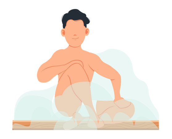 Man relaxing in sauna  Illustration