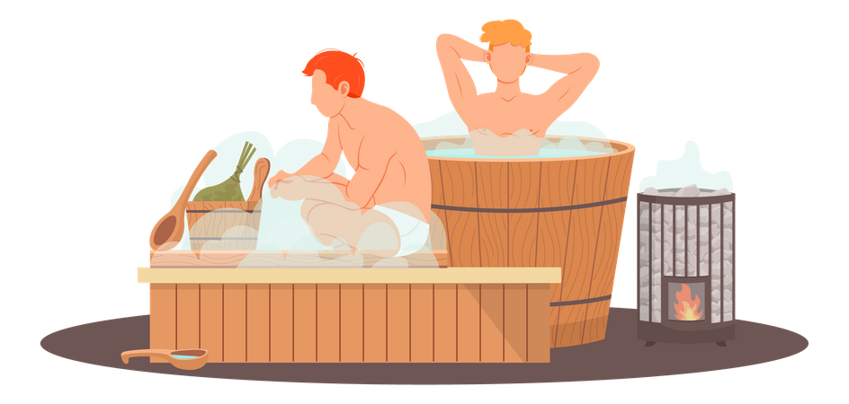Man Relaxing in spa center  Illustration