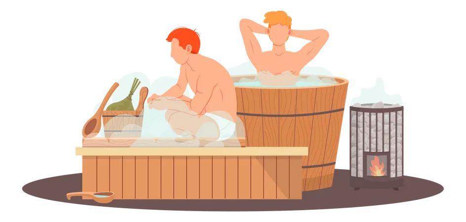 Man Relaxing in spa center  Illustration