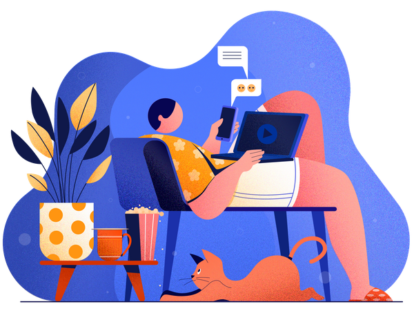 Man relaxing in the home  Illustration