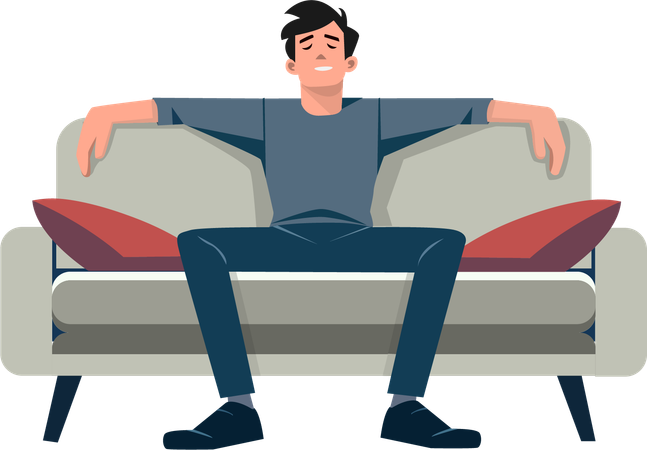 Man relaxing on a sofa at home  Illustration