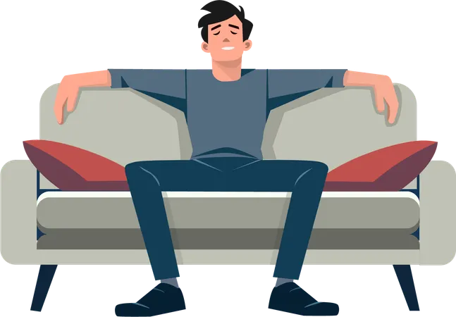 Man relaxing on a sofa at home  Illustration