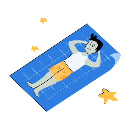Man relaxing on beach  Illustration