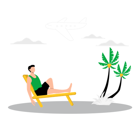 Man relaxing on beach chair  Illustration