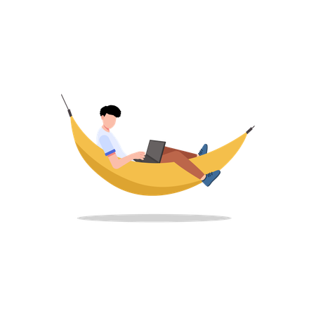 Man Relaxing on hanging swing  Illustration