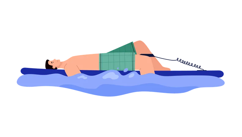 Man relaxing on paddle board  Illustration