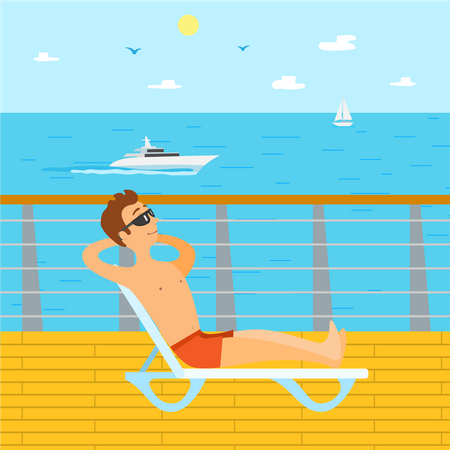 Man relaxing on resort  Illustration
