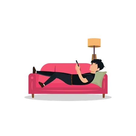 Man Relaxing on Sofa  Illustration