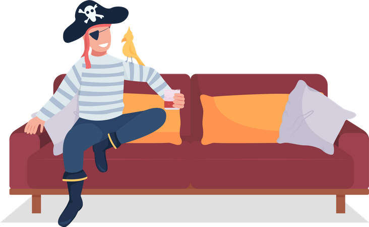 Man relaxing on sofa  Illustration