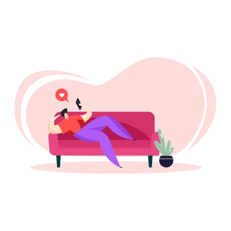 Man relaxing on sofa  Illustration