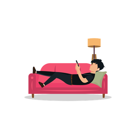 Man Relaxing on Sofa  Illustration