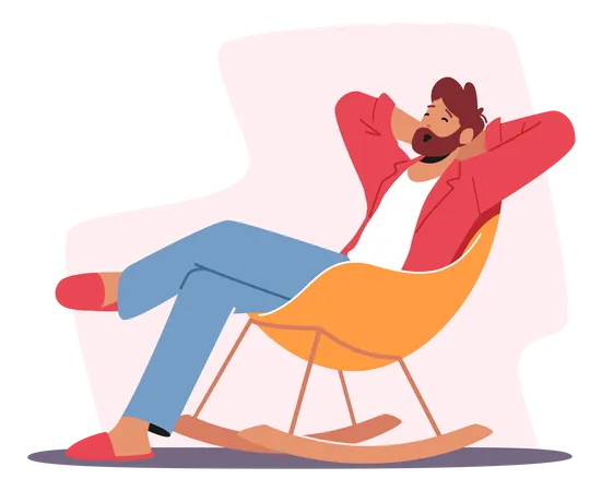 Man Relaxing On Weekend Illustration