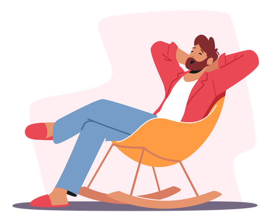 Man Relaxing On Weekend  Illustration