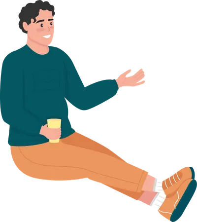 Man relaxing with drink Illustration