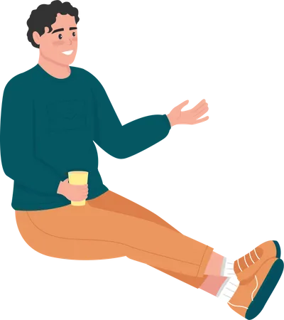 Man relaxing with drink  Illustration