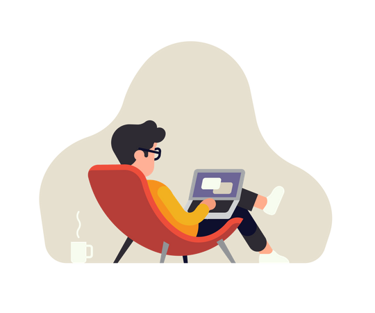 Man Remotely working  일러스트레이션
