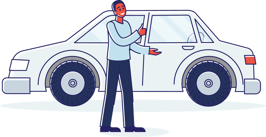 Man renting a vehicle Illustration