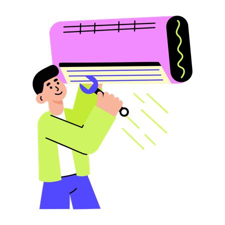Man repairing air conditioner  Illustration