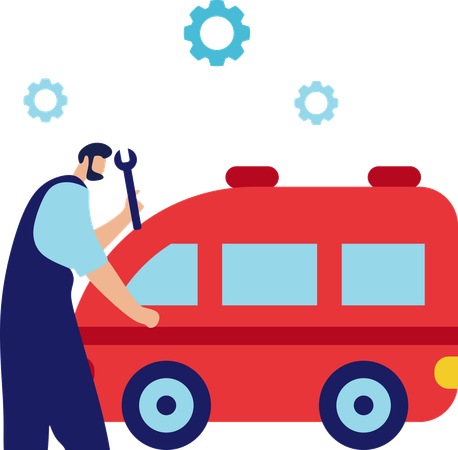 Man repairing car  Illustration