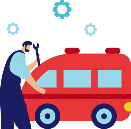 Man repairing car  Illustration