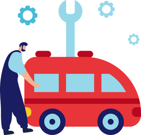 Man repairing car  Illustration