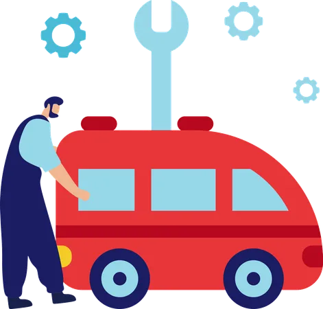 Man repairing car  Illustration