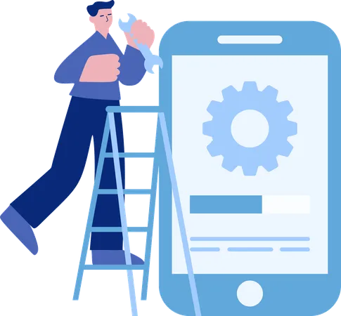 Man repairing mobile hardware  Illustration