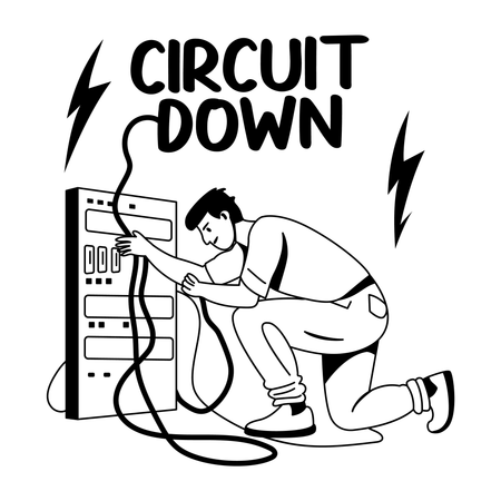 Man repairing Short Circuit  Illustration
