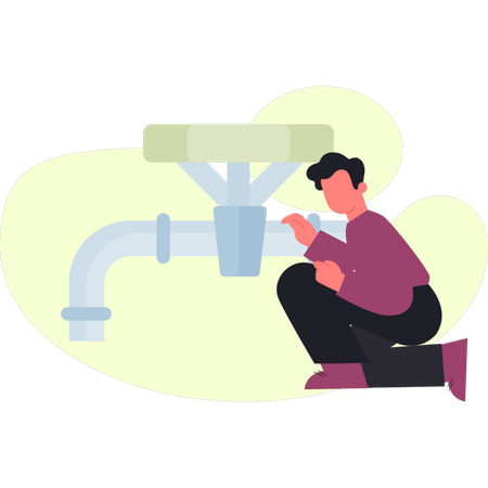 Man repairs pips leakage  Illustration