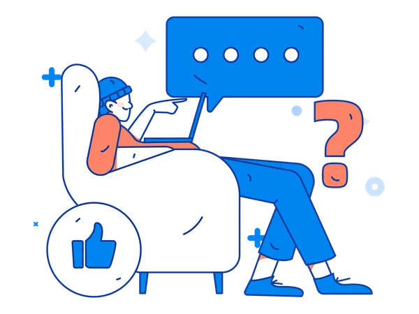 Man replying to messages  Illustration