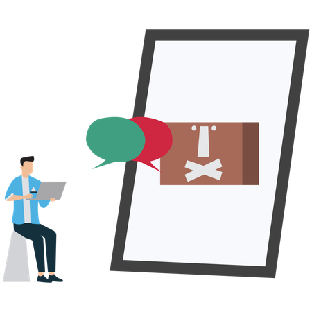 Man Reporting Scams Online  Illustration