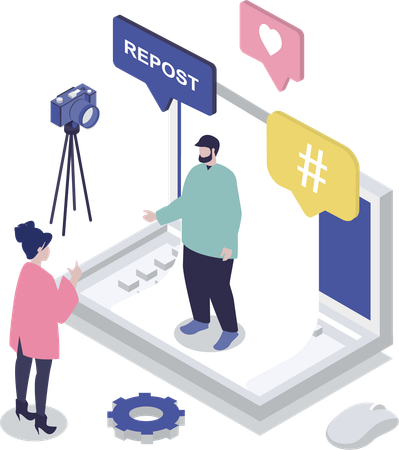 Man reports on social media  Illustration