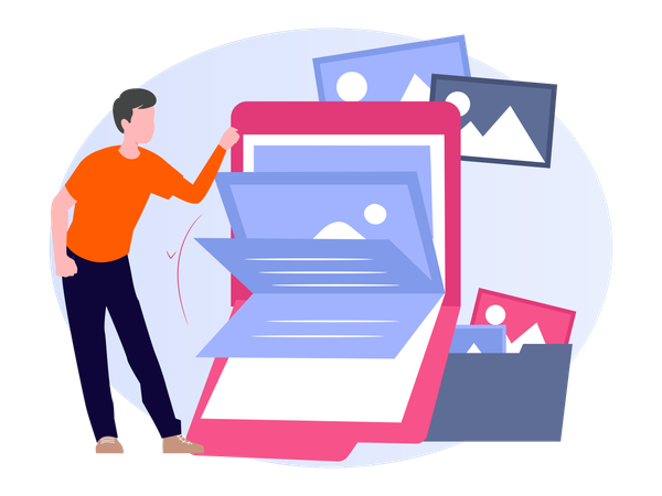 Man research Business Folder  Illustration