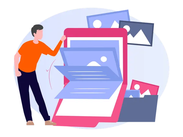 Man research Business Folder  Illustration