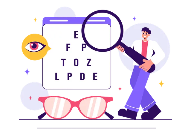 Man research on eye vision  Illustration