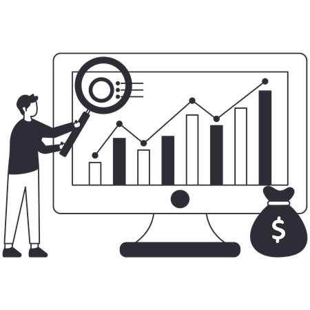 Man research on Financial Management System  Illustration