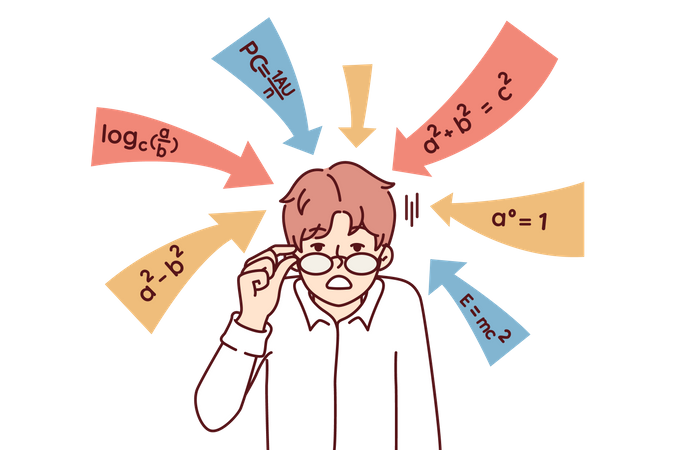 Man research on formula  Illustration