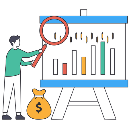 Man research on Sales Index  Illustration