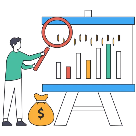 Man research on Sales Index  Illustration