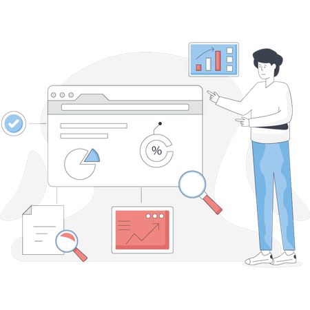 Man research on SEO optimization  Illustration