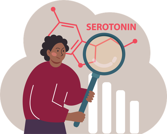 Man research on serotonin  Illustration