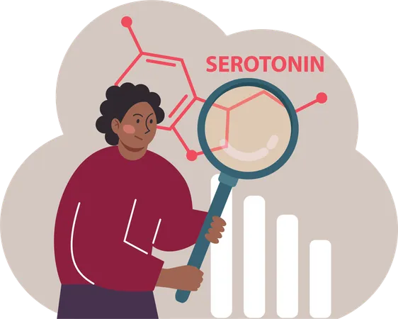 Man research on serotonin  Illustration